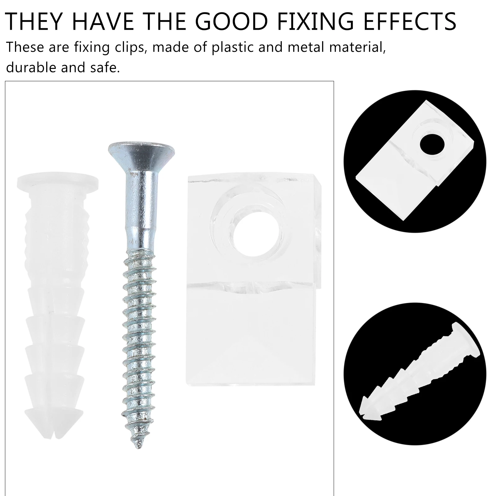 

20 Sets Glass Mirror Fixing Clip Mounting Clips for Wall Hanging Fitting Holder