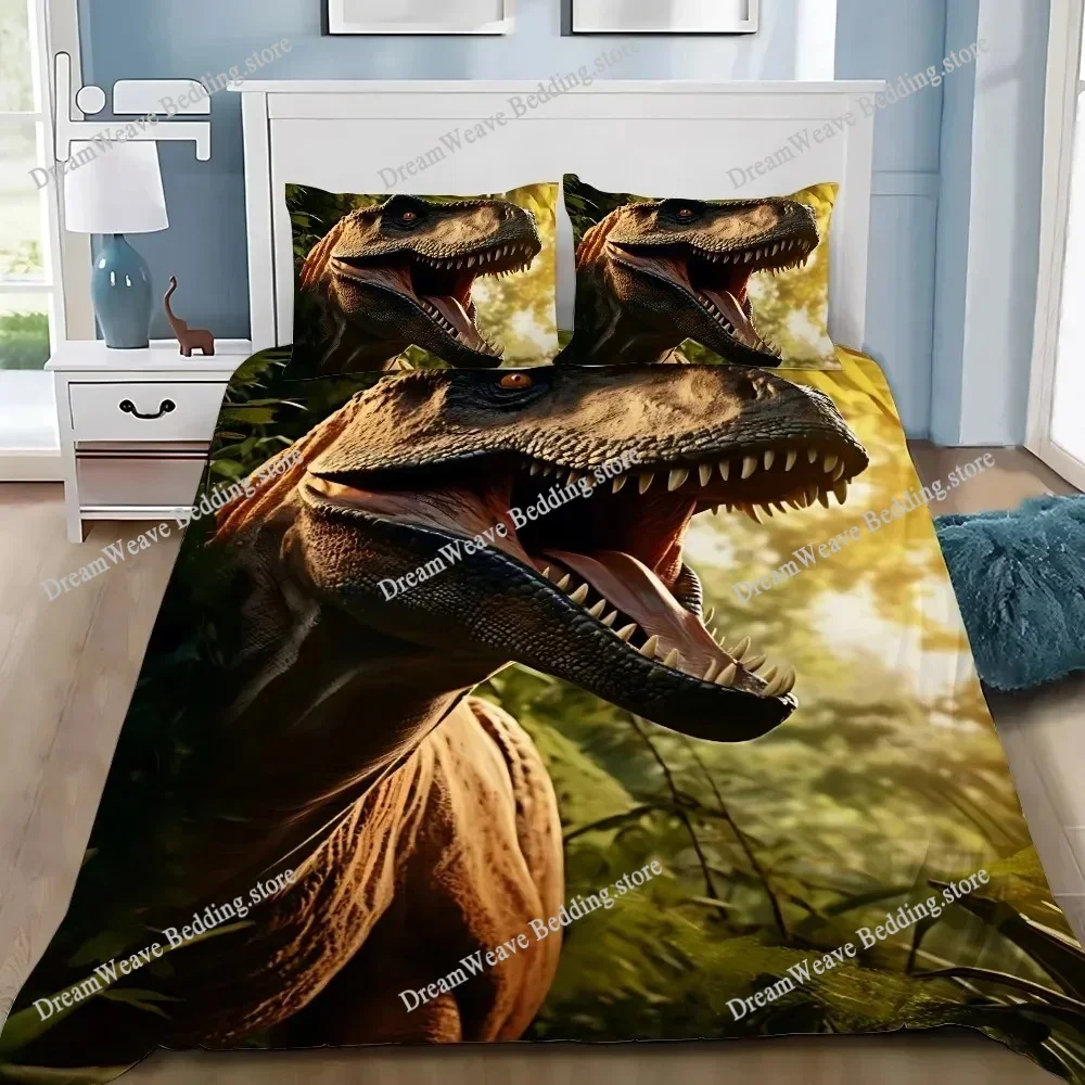 

Dinosaur Duvet Covers Pillowcases Set Polyester Lovely Pattern 3D Cartoon Quilt Cover Custom Bedding Set Queen Size741