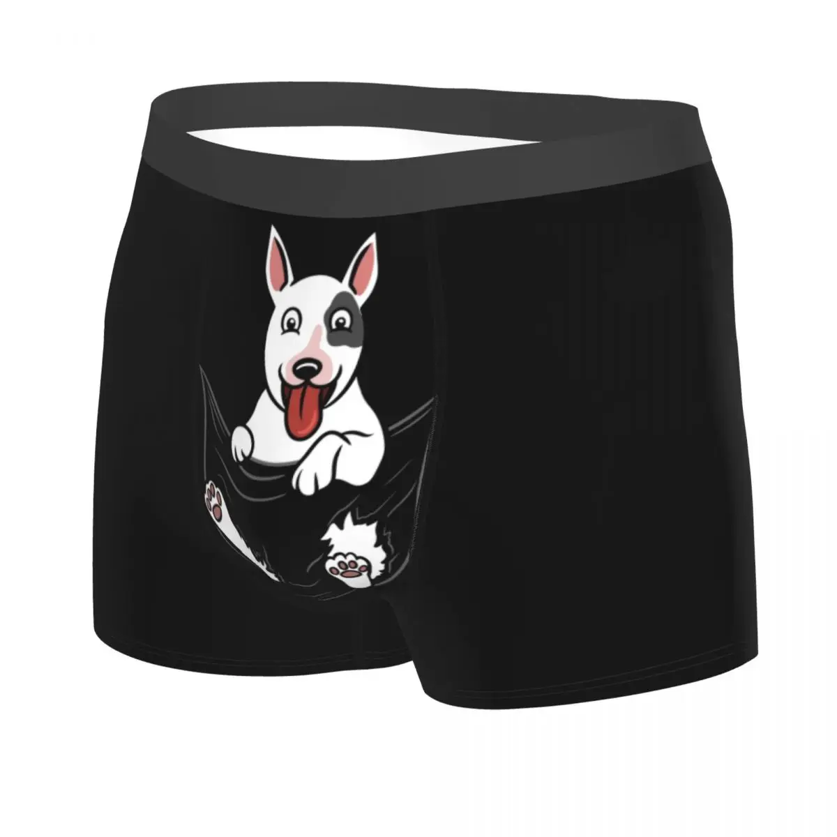 Custom Novelty English Bull Terrier Dog In Pocket Graphic Boxers Shorts Panties Male Underpants Stretch Puppy Briefs Underwear