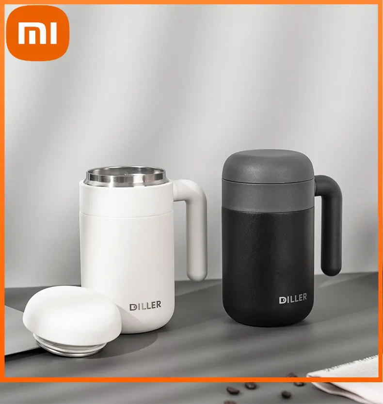 

Термос Xiaomi 460 мл, чашка для кофе и чая, термос с горячей ручкой, чашка, маленькая простая и свежая чашка для воды, студенческий чай из нержавеющей стали 304