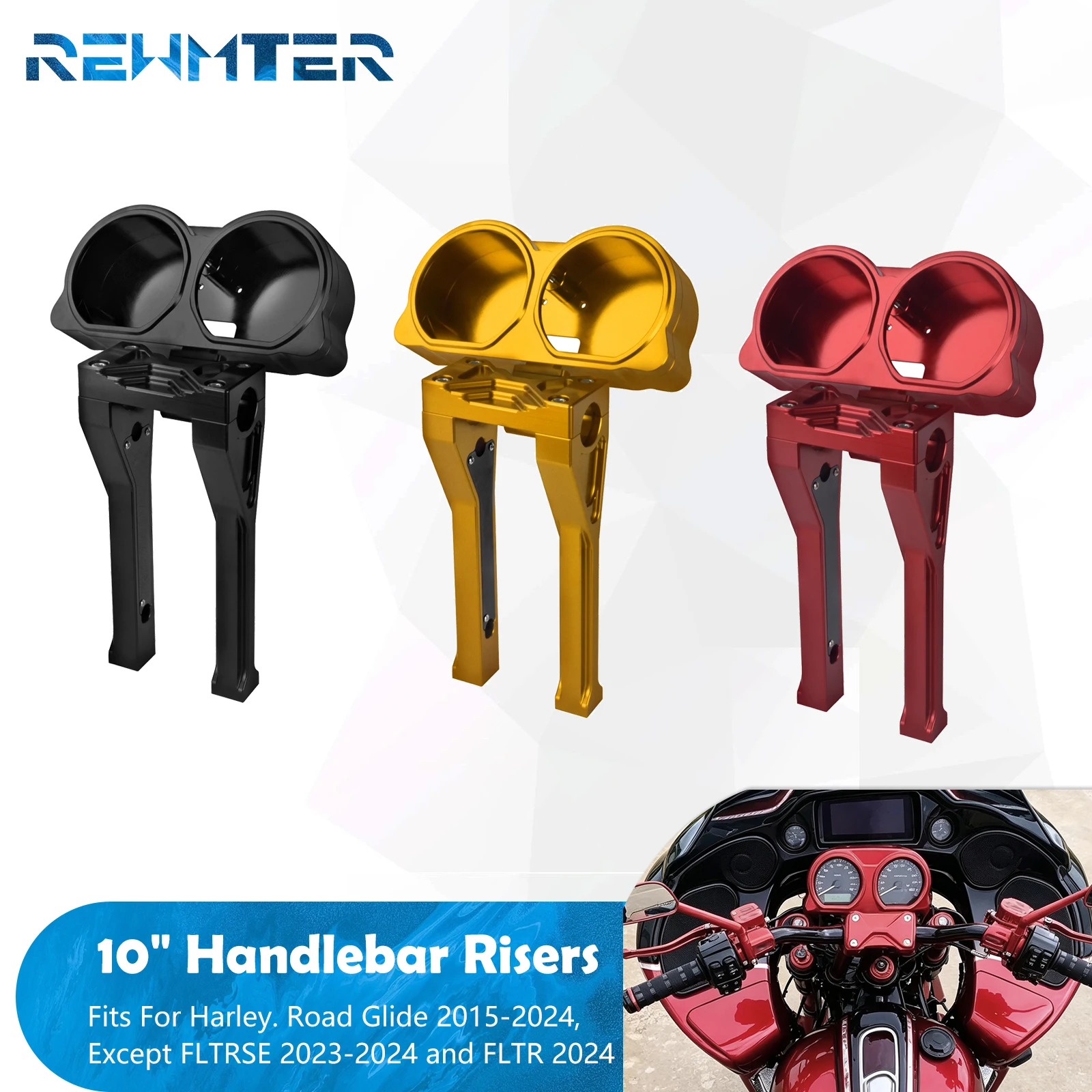 Motorcycle Kickback Handlebar Riser 10'' Adjustable Instrument Bracket Support Control Kit For Harley Touring Road Glide 2015-24