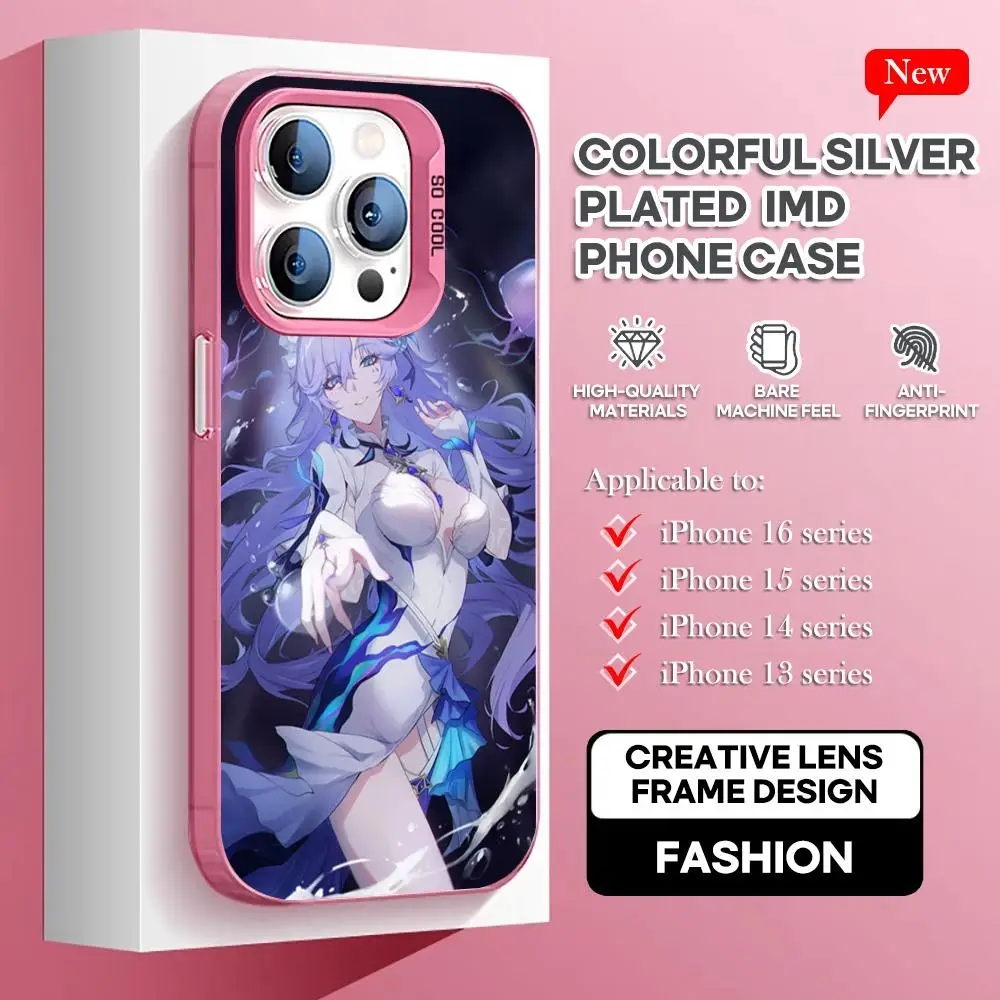 Etui na telefon Wuthering Waves Cantarella różowy IMD Kolorowy srebrny Odpowiednie miękkie etui na iPhone 16 15 14 13 12 11 XS Pro Max