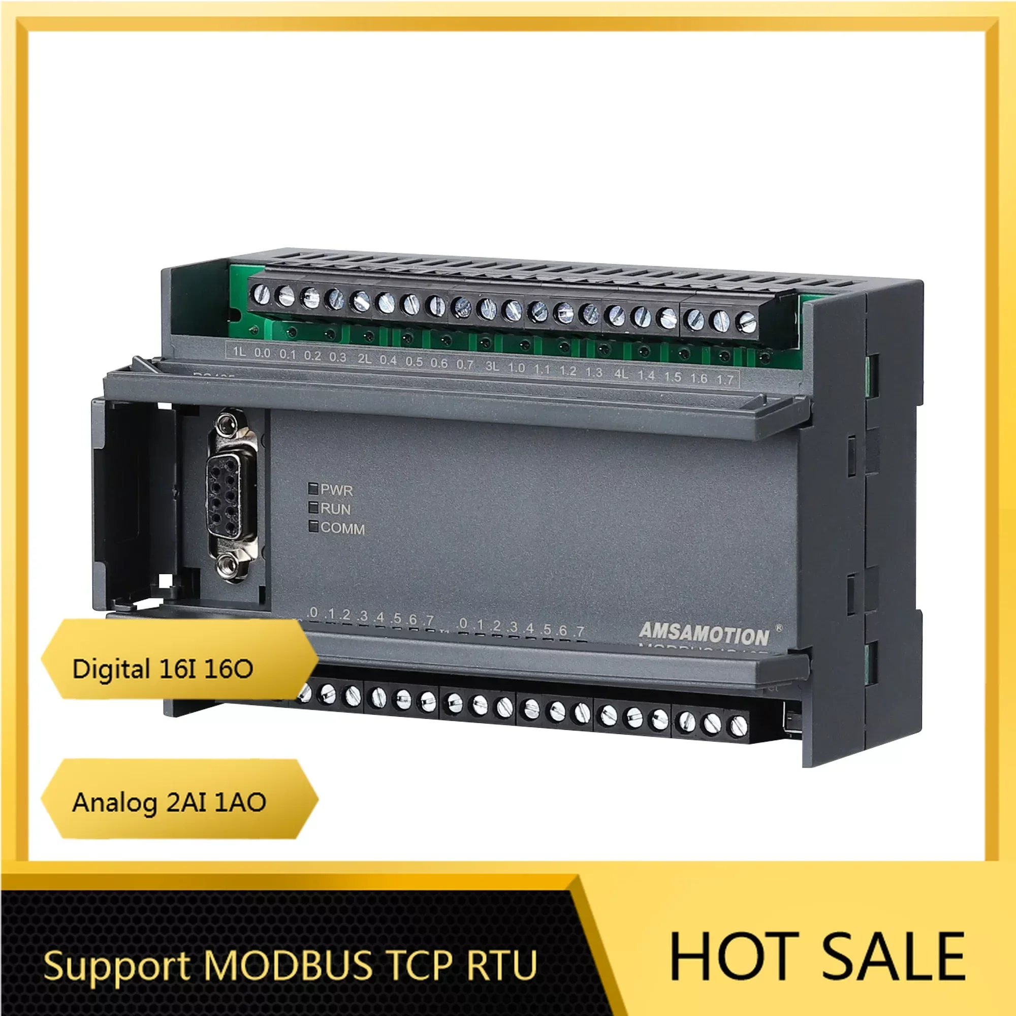 MODBUS Module MODBUS-IO16T MODBUS-IO16R RTU Protocol RS485 PLC Extensible 16 Channel Relay Transistor Digital Analog 2AI 1AO