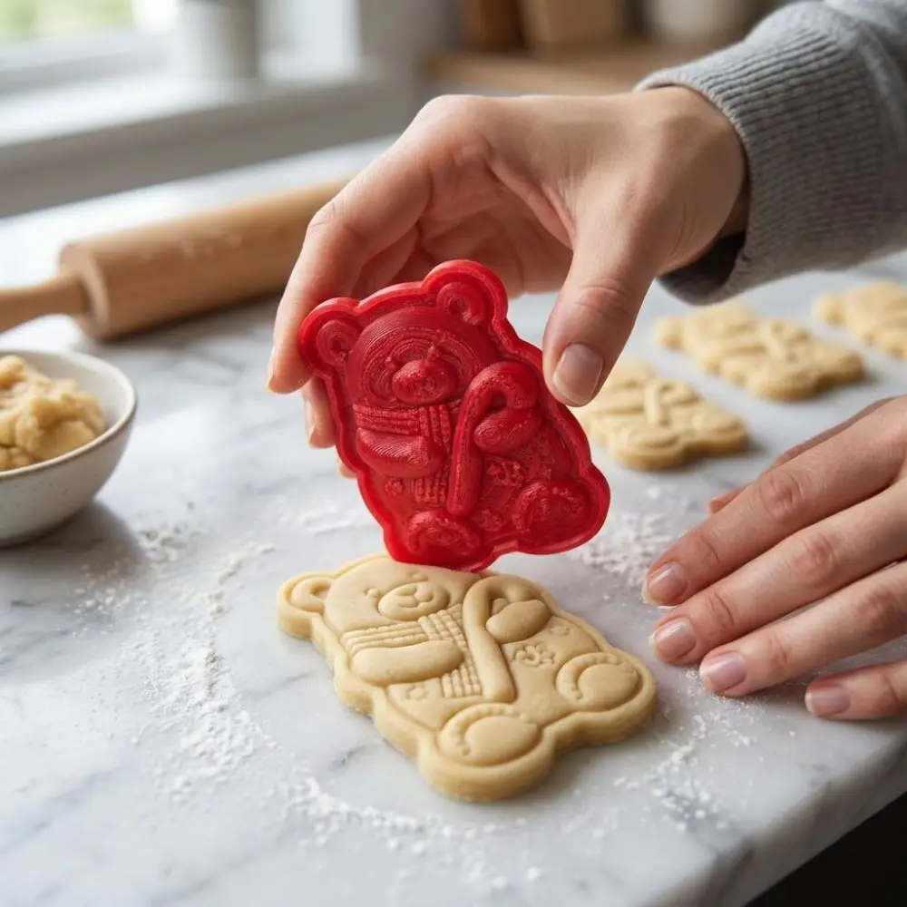 Snowman Sleigh Christmas Mini Pie Press Mold Embossed Food Grade Santa Cookie Hand-Press Mold Reindeer Bell Shape