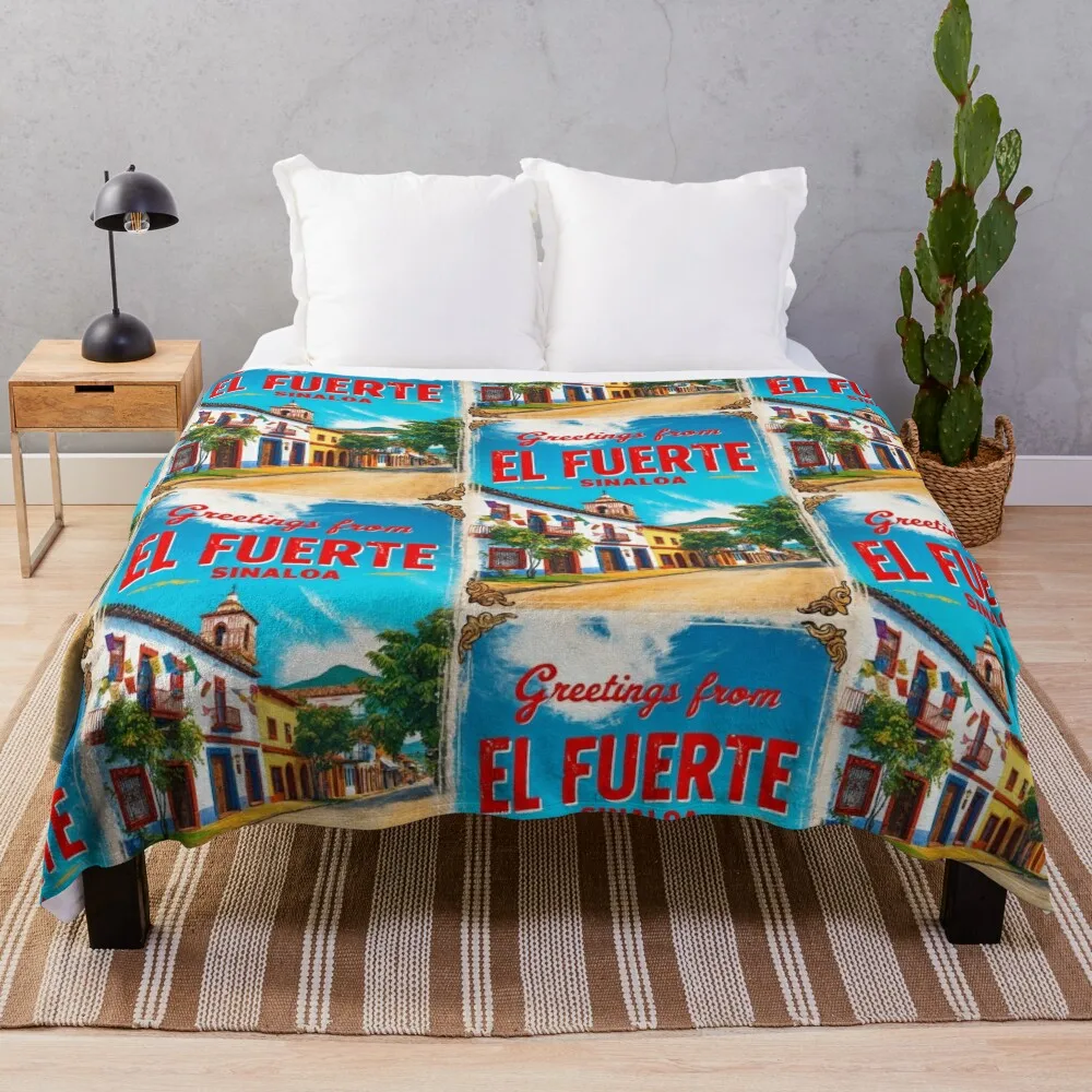 El Fuerte Sinaloa Mexico Magic Town Postcard Vintage Travel Throw Blanket Thin Sleeping Bag sofa bed Blankets