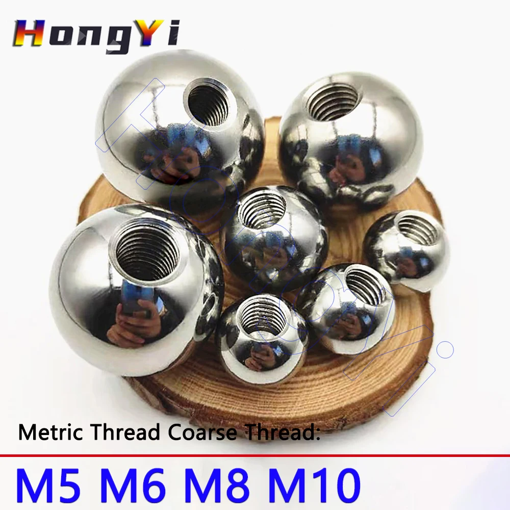 

OD 8mm - 60mm 304 Stainless Steel Female Thread Blind Hole Smooth Ball Bead M5 M6 M8 M10 Metric Thread Half Hole Drilling Balls