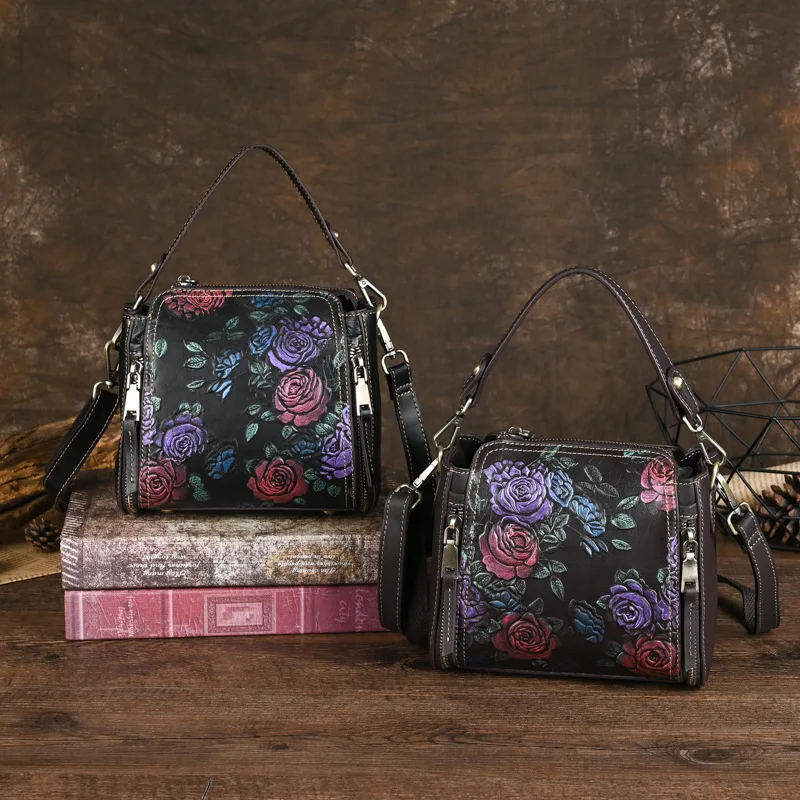 

Lady Tote Bag Genuine Leather Hand Make Art Fashion Customize Handbags Woman Sac A Mains Luxury Boston Bag Stylish