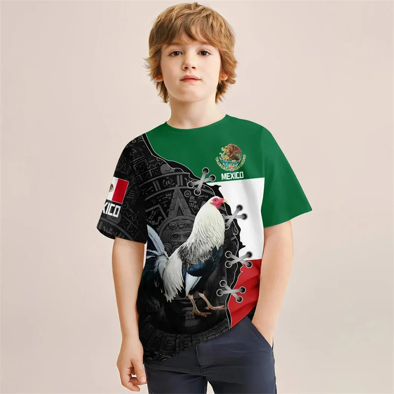 Fashion 3D Printing Mexico National Flag T Shirt Mexico IndependenceDay Graphic T-shirts Kid Cool Streetwear Tee Shirts Clothing