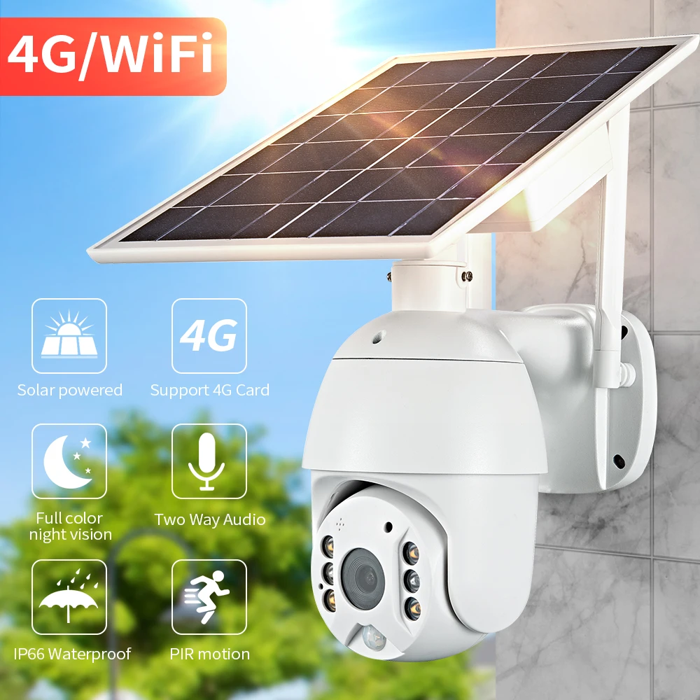 كاميرا لاسلكية 4MP HD WiFi PTZ ببطارية منخفضة الطاقة تعمل بالطاقة الشمسية في الهواء الطلق مع صوت ثنائي الاتجاه IP66 مقاومة للماء #3