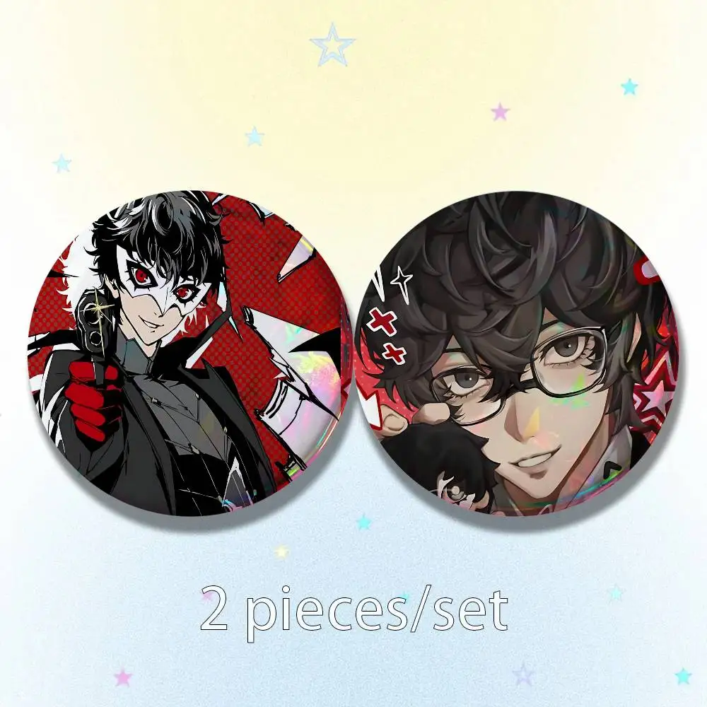 Goro Akechi Persona Joker 25/32/44/58/75mm Badges Tinplate Soft Button Pin Brooch Metal Badge Custom Jewelry Accessories Lapel