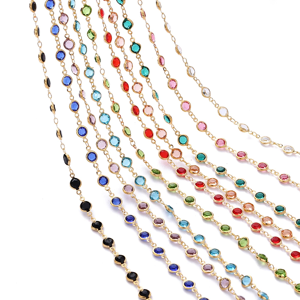 1Meter Colorful Glass Crystal Beads Chain Copper Chains For Necklace Bracelet Jewelry Making DIY Components Accessories image 3