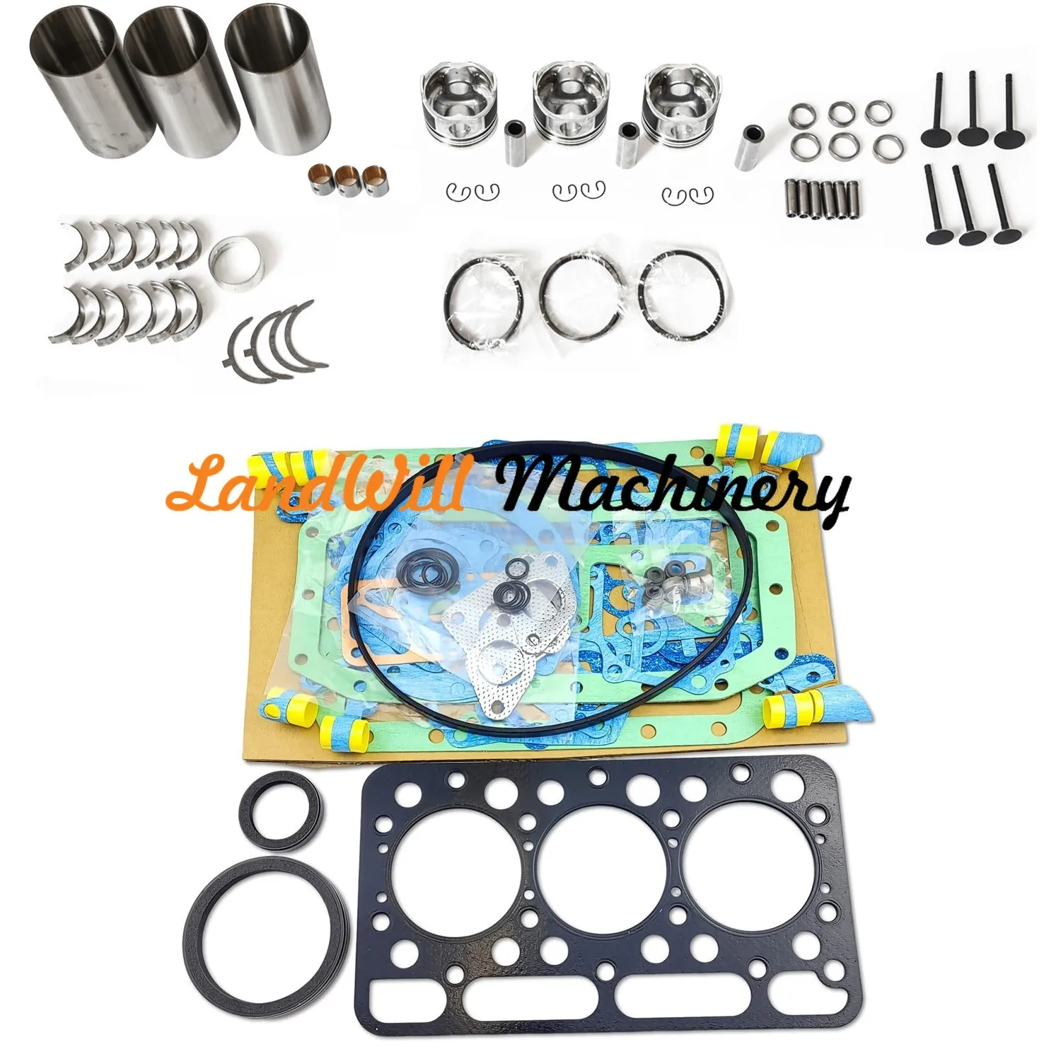 Overhaul Rebuild Kit + 3pcs Connecting Rod Fits For Kubota D1301 Engine