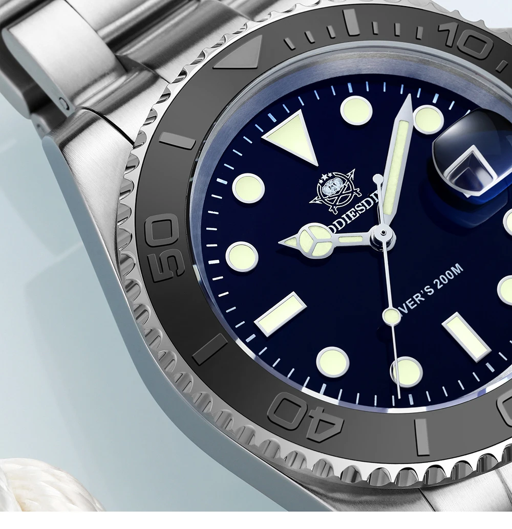 ADDIESDIVE 41mm Herren-Quarzuhr 200m Wasserdichtigkeit BGW9 SuperLuminous Edelstahl-Armband Business Casual Herrenuhr – Detail 15