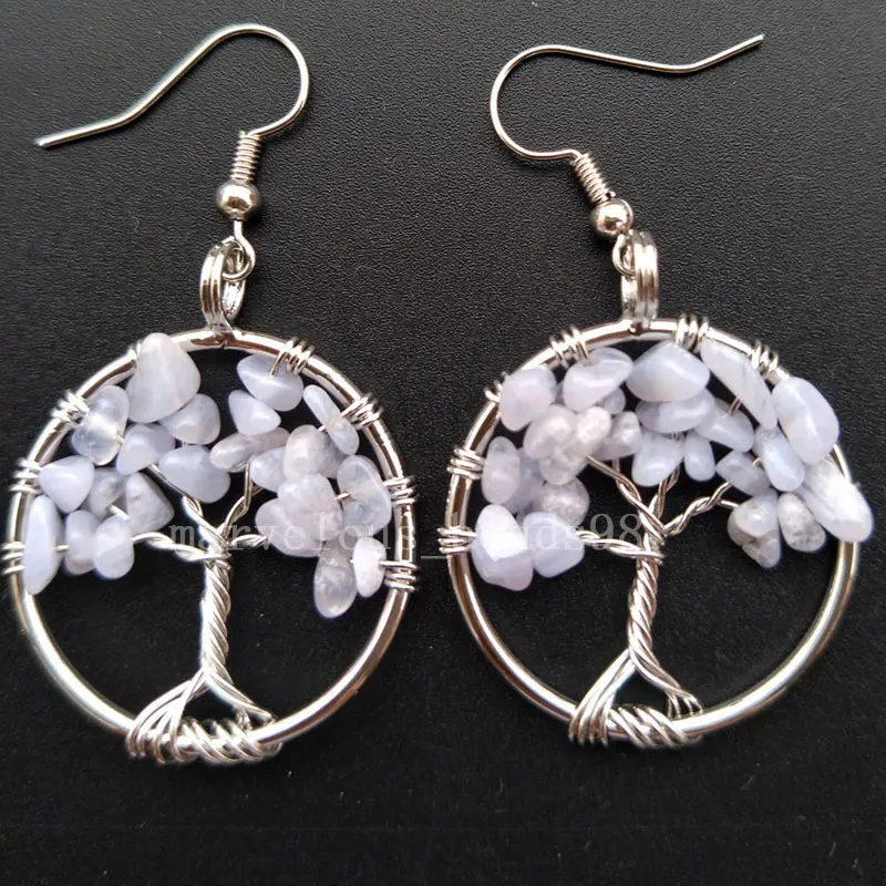 Labradorite Jaspe Wire Wrap Tree Beads Earring WB594B