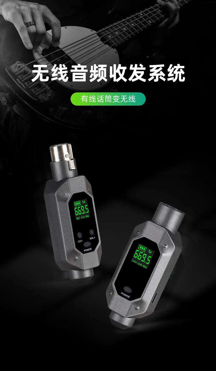 Sistem Mikrofon Nirkabel UHF TLF Xtuga C-950 Sepuluh Unit dengan Adaptor Mic XLR, Transmitter dan Receiver untuk Mic Dinamis