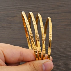 68MM 24K Ethiopian Wave Dubai Trendy Wedding Bangle for Women Arab African Gold Color Bracelet Jewelry Middle East Gifts