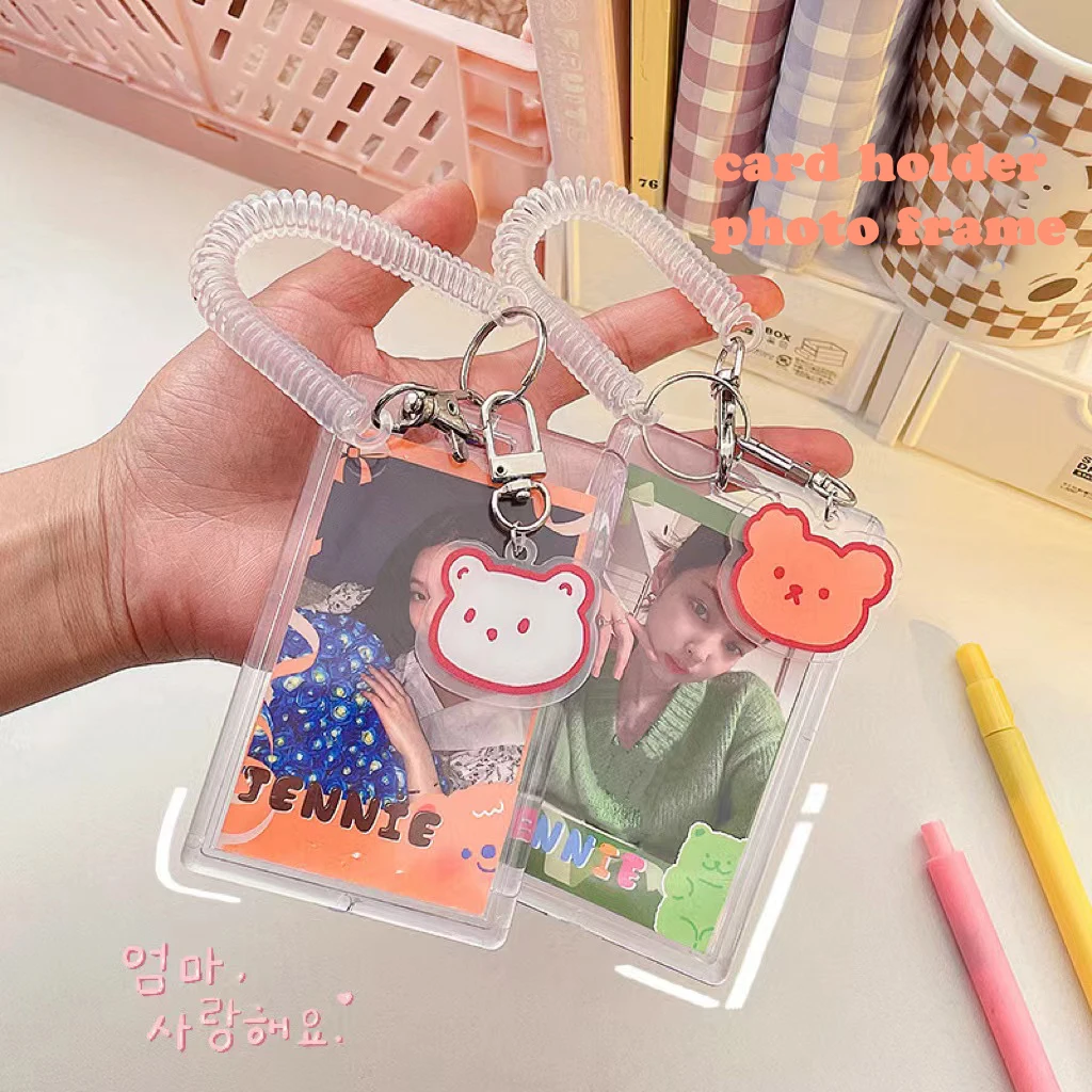 Rabbit bear Acrylic Transparent Photocard Photo Holder Card 3 inch Kpop Idol Photo Sleeves bank card protective case stationery