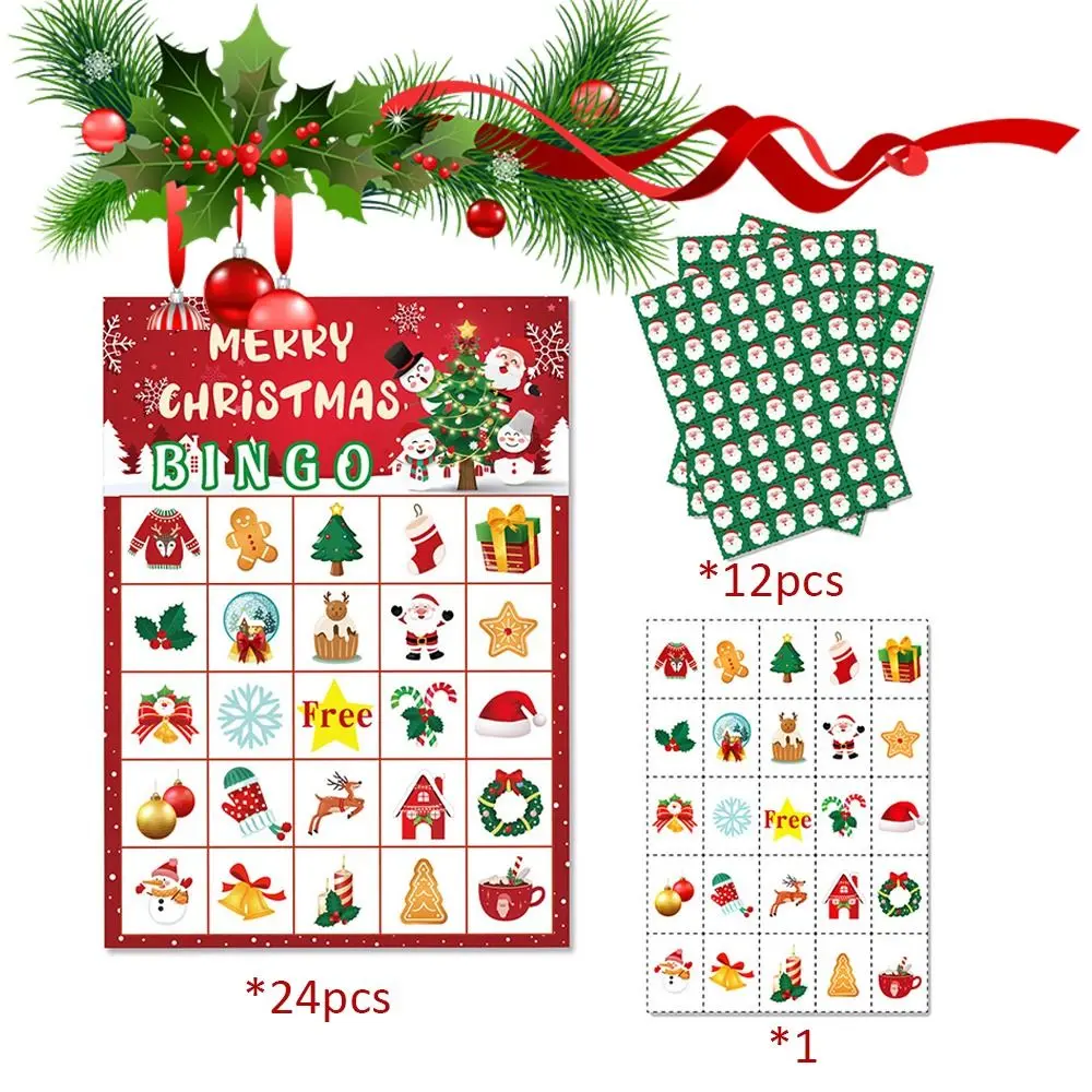 Nuovo Buon Natale Carte da Bingo di Natale Gioco di società Gioco di carte Natal Navidad Capodanno 2025 Carte da gioco Bingo Regalo