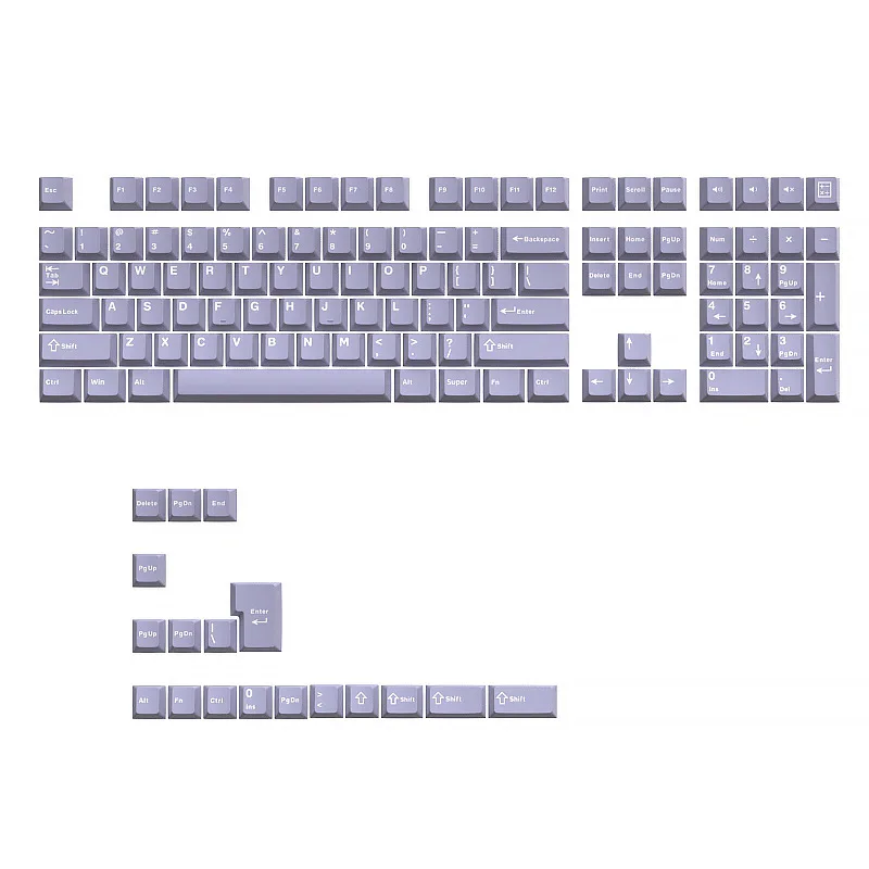 KUXM Macaron Roxo PBT Keycaps Front-Printed Pequeno Conjunto Completo 126 Teclas Altura Original Duas Cores
