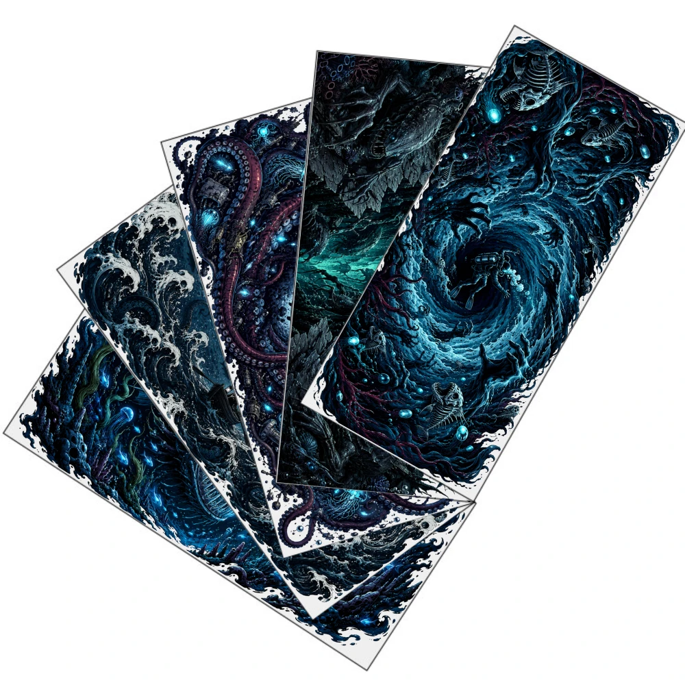 5 Sheets Deep Sea Monsters UV DTF Stickers Mug Decoration Gift Waterproof Rub on Transfers UV DTF Stickers
