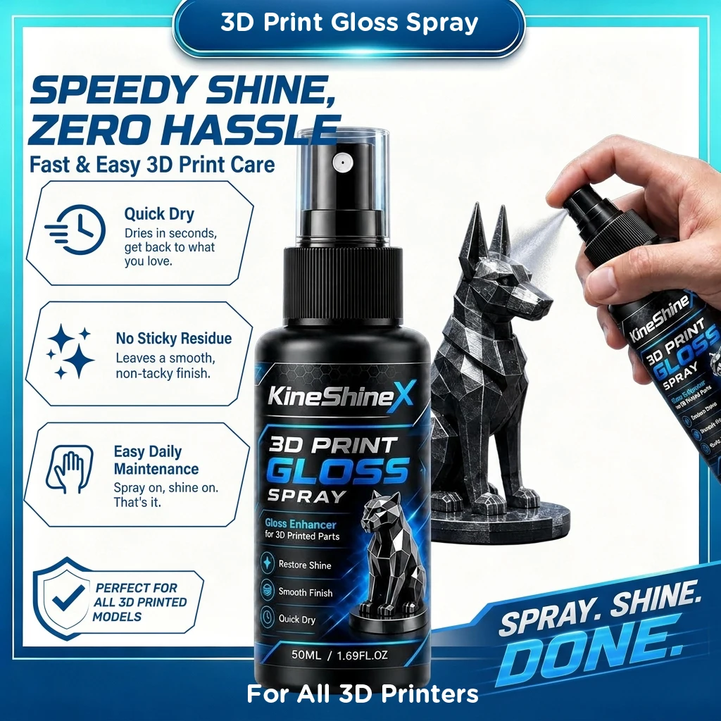 3D Print Gloss Spray Quick-Dry Shine Enhancer, Polish Liquid for PLA ABS PETG 3D Printed Models Figurines Props Post Processing