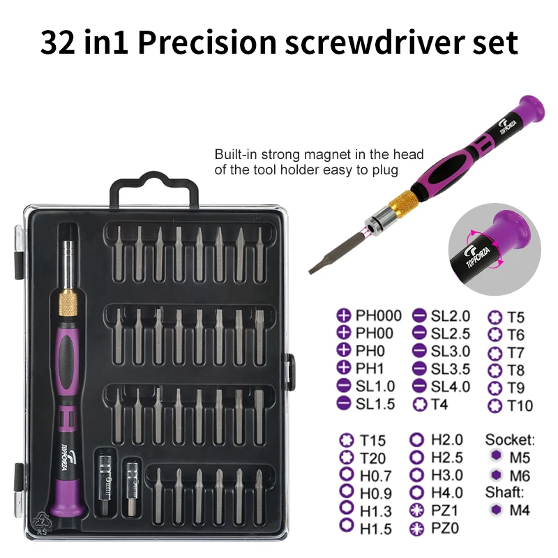 

TOPFORZA Precision Screwdriver Set Slotted Phillips Bits Screwdrivers Torx Hex Head Screw Driver Iphone PC Repair Hand Tools