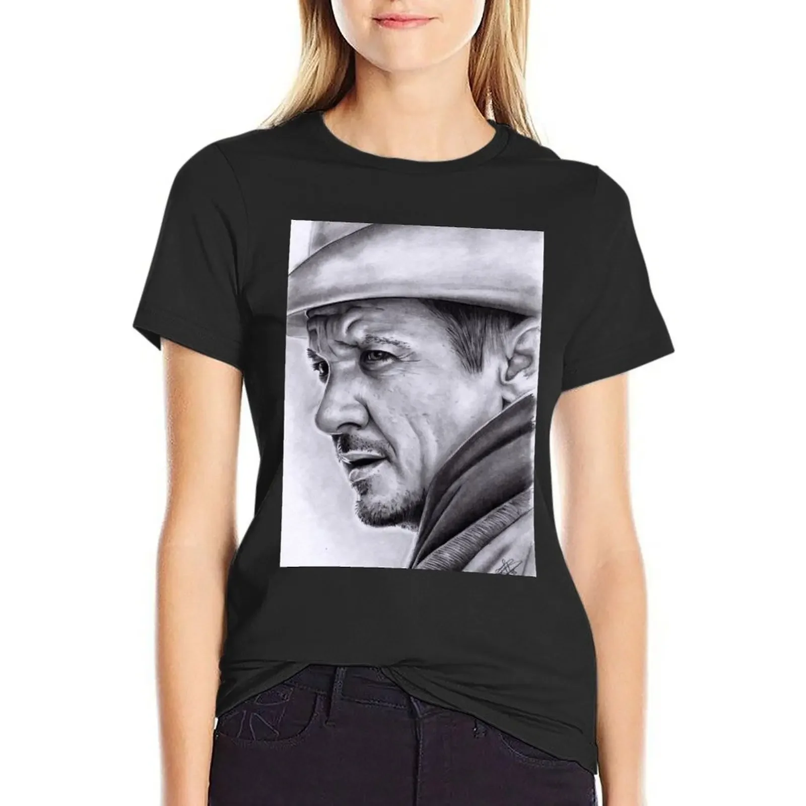 

Jeremy Renner T-Shirt cute clothes customizeds vintage funnys Women's summer blouses 2025
