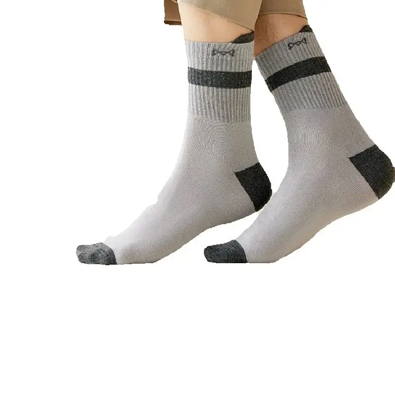 MiiOW pur coton chaussettes chaussettes de sport hommes Anti odeur évacuation de l'humidité équipage chaussette à la mode décontracté rayure adolescent chaussette robe d'affaires chaussette