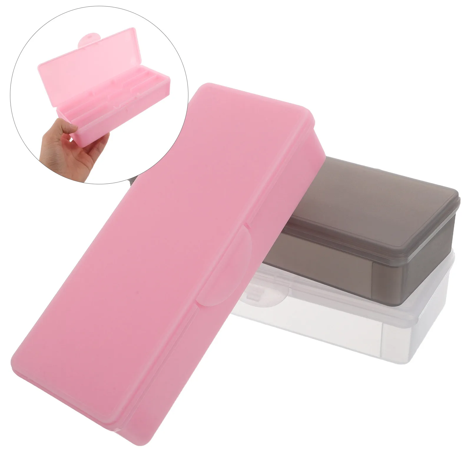 

3Pcs Manicure Tool Organizing Box Detachable Double Layer Nail Supplies Storage Case for Travel Home Salon Clear Pink Black