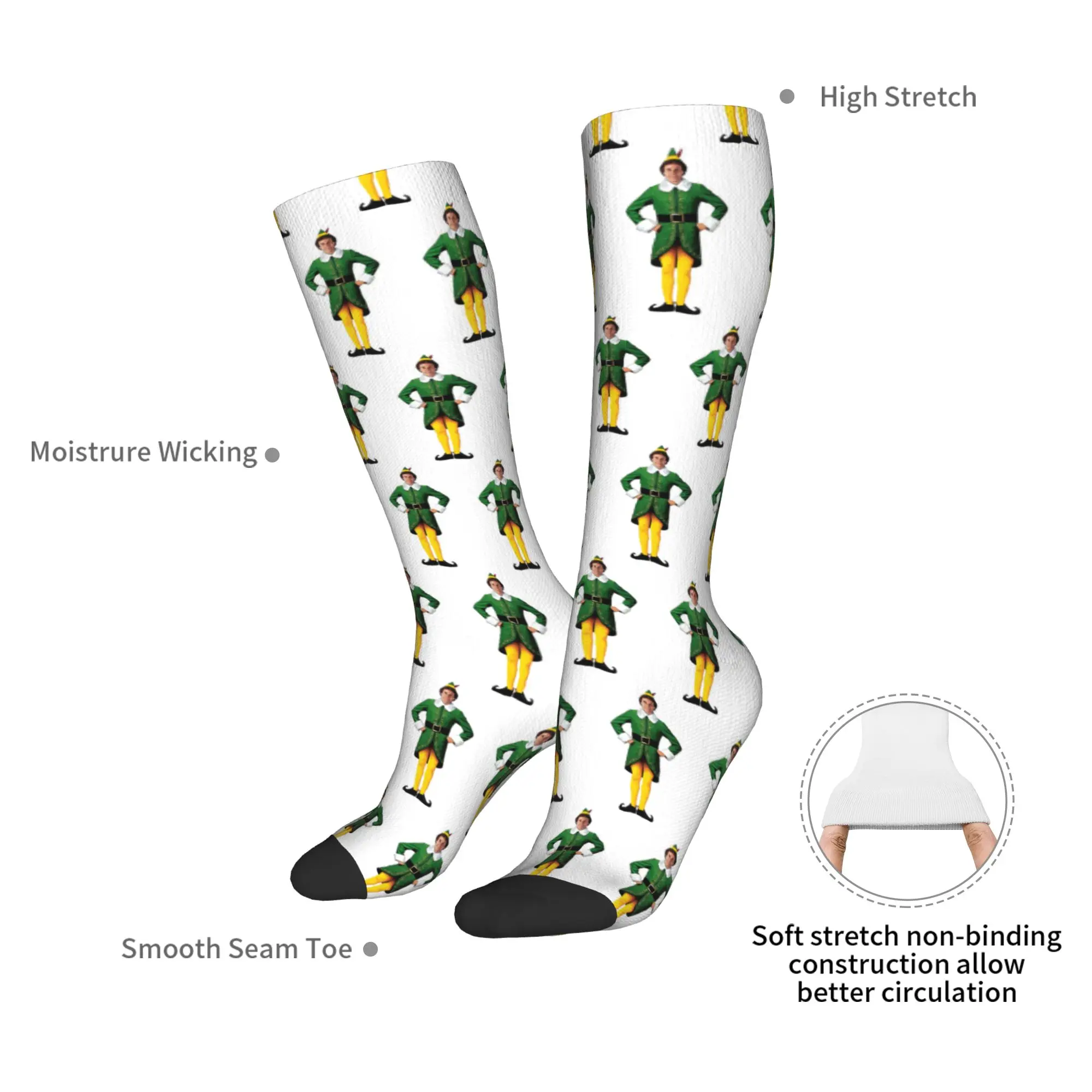 クルー ストッキング バディ ザ エルフ、クリスマス映画、腕を組んでウィル・フェレル ソックス 原宿 面白いヒップホップ ロングソックス メンズ レディース