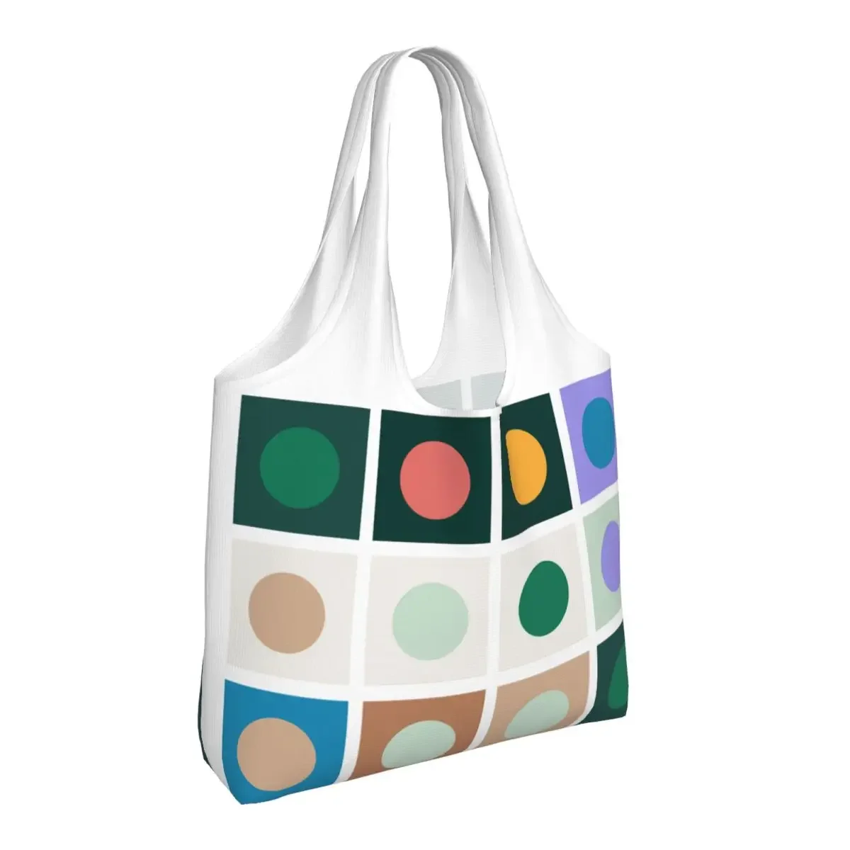 Fashion Print Bauhaus Color Block Geometric Line Modern Tote Shopping Bag Recycling Canvas Shoulder Shopper Minimalist Handbag