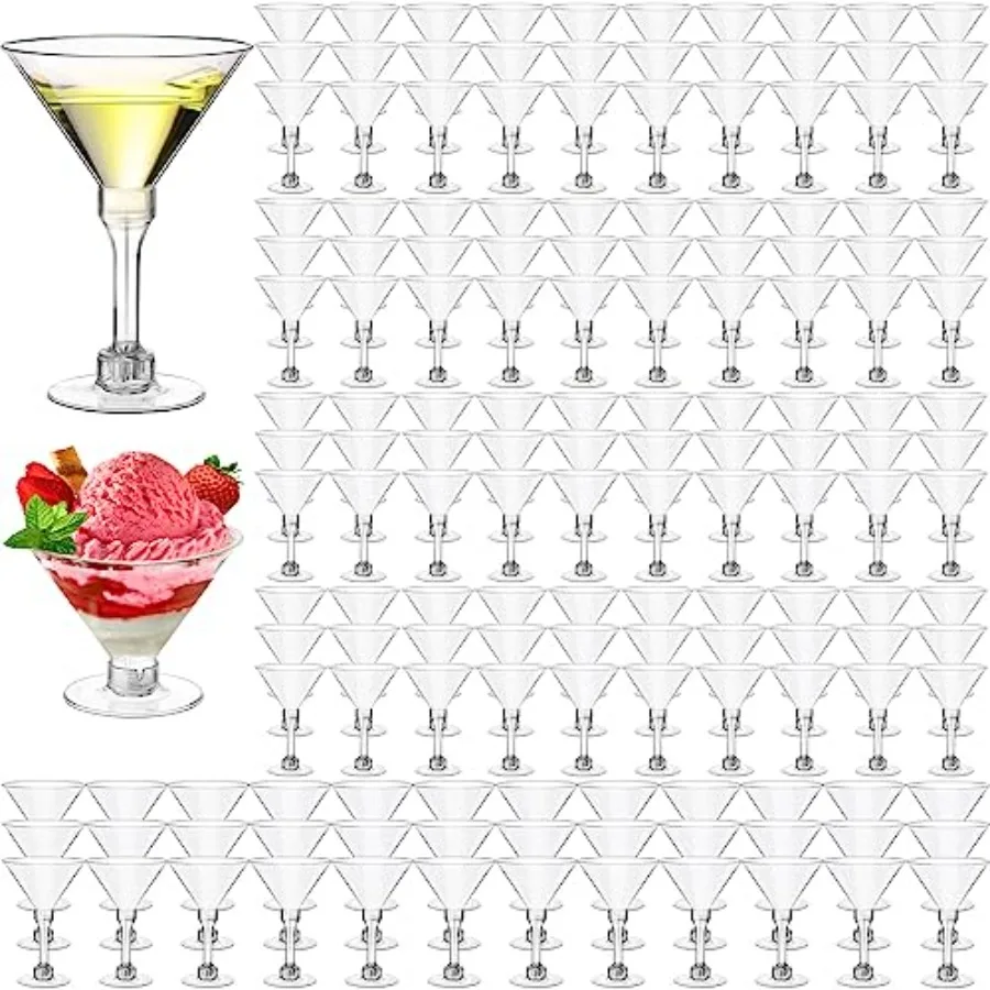 

Pcs Plastic Martini Glasses 5 oz Disposable Cocktail Glasses Tall Mini Martini Plastic Cups Unbreakable Appetizer Dessert Cups