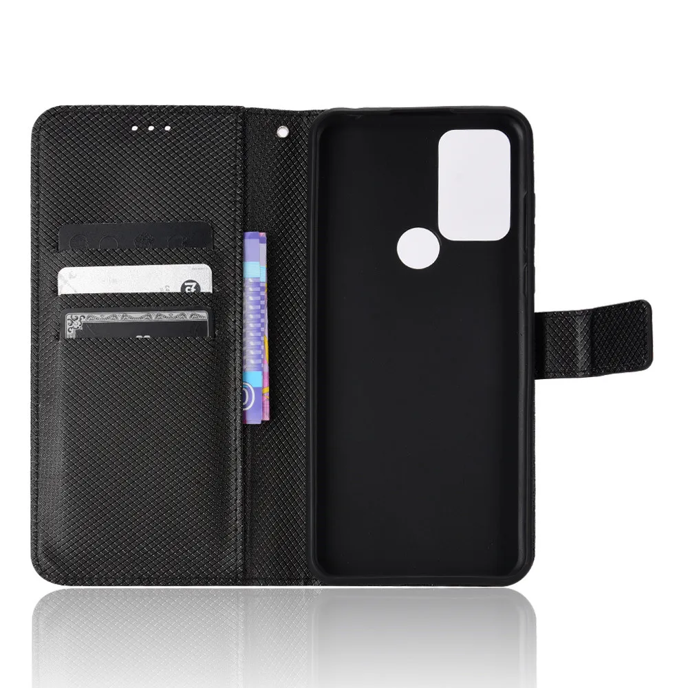 For TCL 30E Case Luxury Flip Diamond Pattern Skin PU Leather Wallet Stand Case For TCL 30 E TCL30E Phone Bag