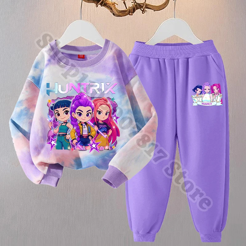 KPop شيطان الصيادين فتاة البلوز فستان أطفال مع سروال داخلي ربيع الخريف الاطفال ملابس لطيف غير رسمية الأطفال كم طويل بنطلون علوي هدية عيد الميلاد #6