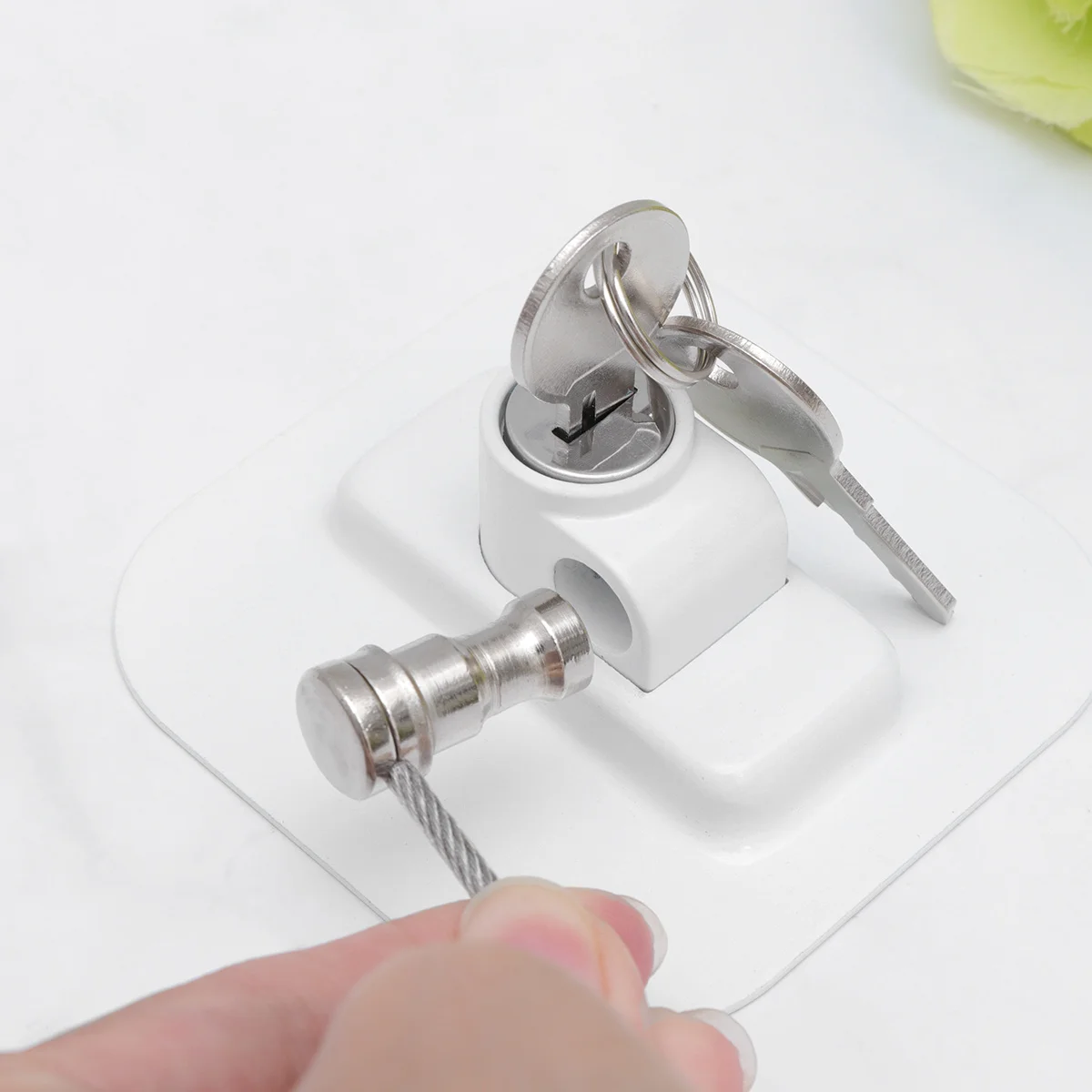 1 قطعة قفل النافذة قفل الثلاجة جهاز أمان مقاوم للأطفال للطفل المنزل مكتب المدرسة استخدام كابل أبيض #4