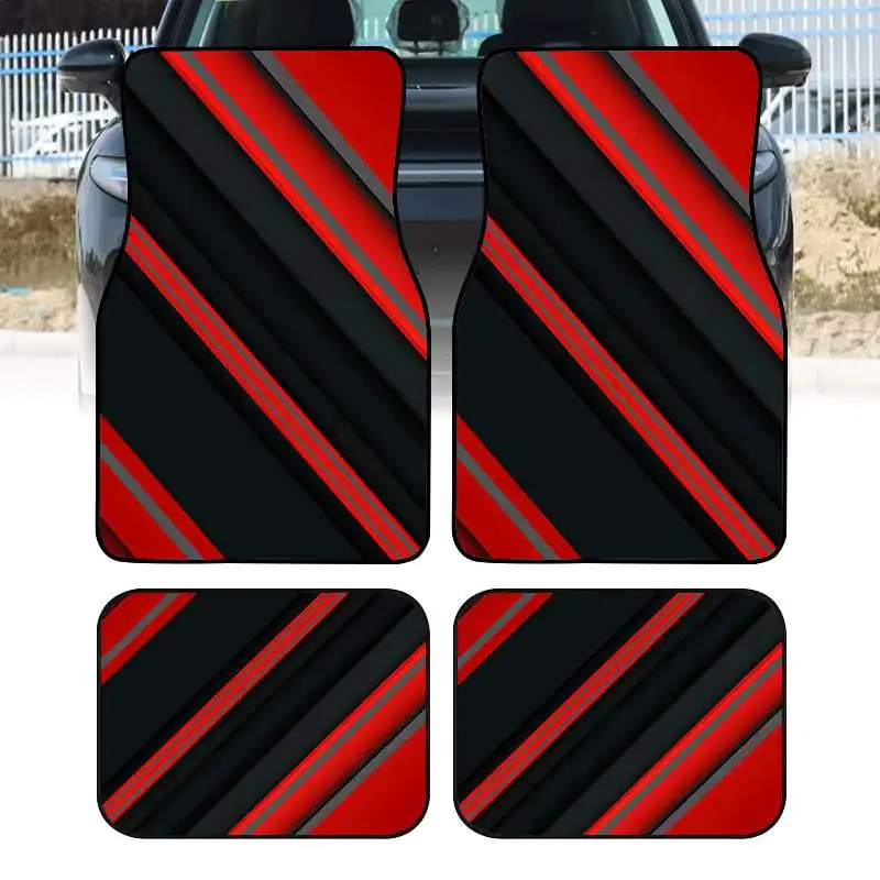 2pcs/4pcs Cool Printed Car Floor Mats | Durable Polyester Floor Liners, Safe And Practical, Ideal Gift Choice, Long-lasting, Uni