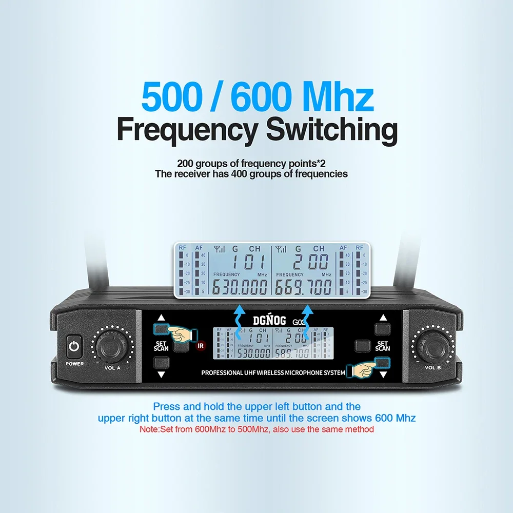 Micrófono inalámbrico Dual para Karaoke, dispositivo de mano profesional, UHF, 2 canales, sistema con micrófono inalámbrico, fiesta, iglesia, hogar