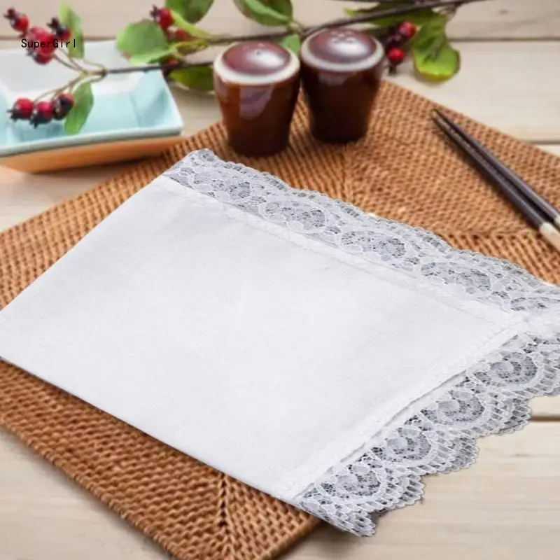 Lace Pocket Towel for Sports, Travel, Work, Grooms, Weddings, Proms J78E