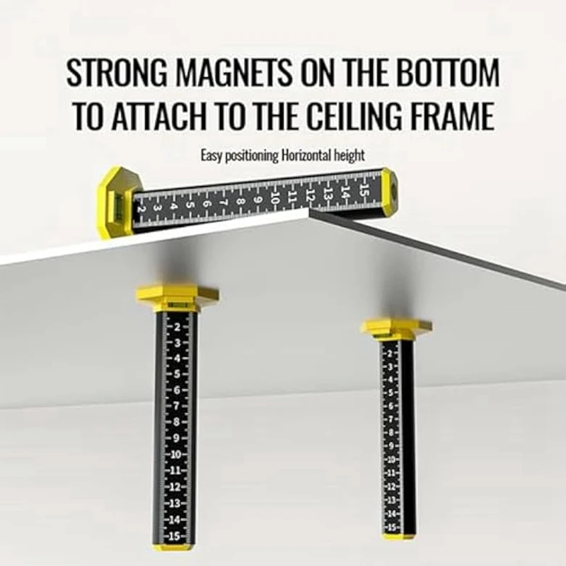 Righello dell'altezza delle piastrelle del soffitto e del pavimento da 6 pezzi, strumenti di installazione del soffitto a goccia, piastra della scheda di destinazione Laser a Base magnetica