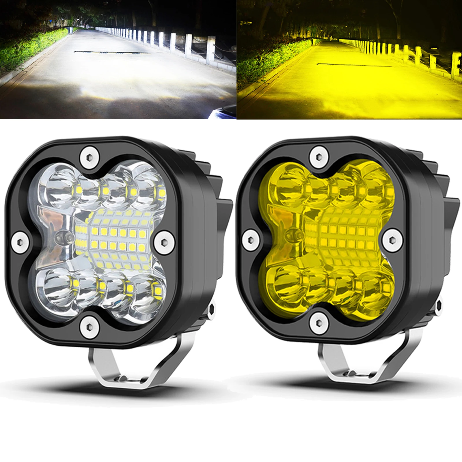 3 inch LED Work Light Spotlights 12V 24V 264W Motorcycle Headlights Fog Lamp Pods Driving 12V 24V For Offroad Car Truck ATV SUV