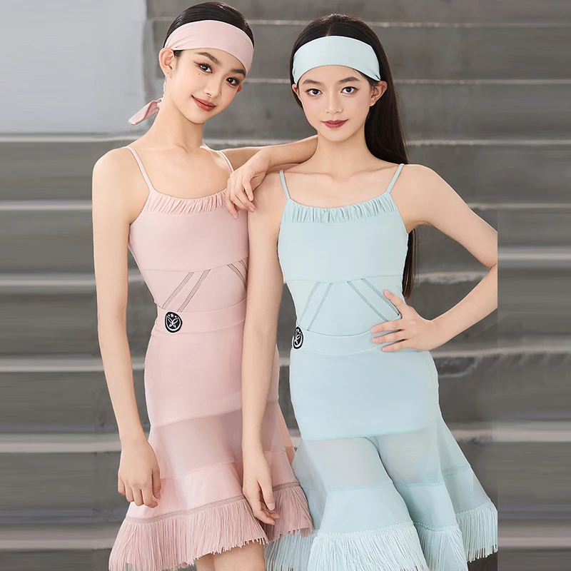 

Summer Latin Dance Professional Dress Girls Rumba Latin Dance Fringed Dress Children Samba Chacha Latin Dance Costume SL13389