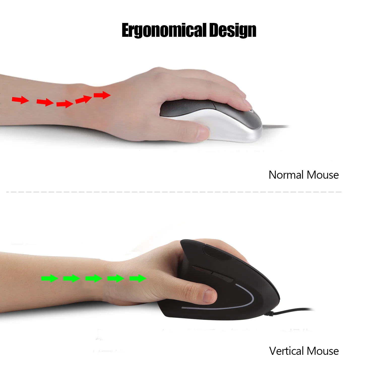 Kabel gebundene/drahtlose Maus rechte/linke Hand ergonomische vertikale Maus gesunde 2,4g USB optische Maus mit Pad für PC Laptop Desktop