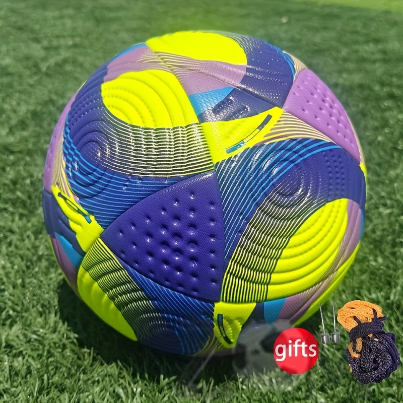 Fluorescent Yellow Size 5 Football, High-Elastic Protective Wear-Resistant Adult Training Competition Ball with Needle Net Pocke