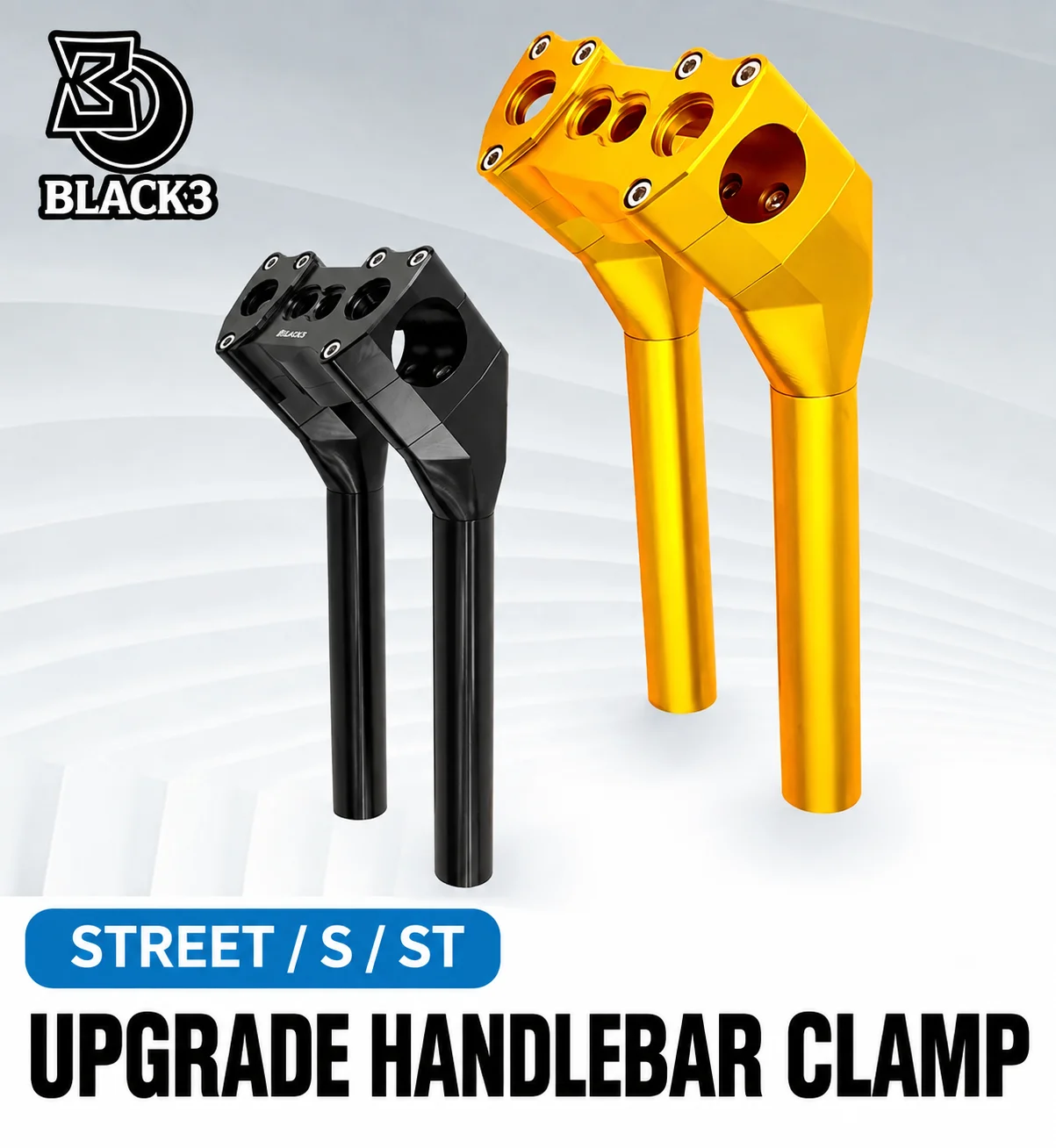 BLACK3 Club Style Handlebar Risers Motorcycle CNC Bar Riser Kit For Harley Street Bob Low Rider S Low Rider ST Road Glide Fat Bo