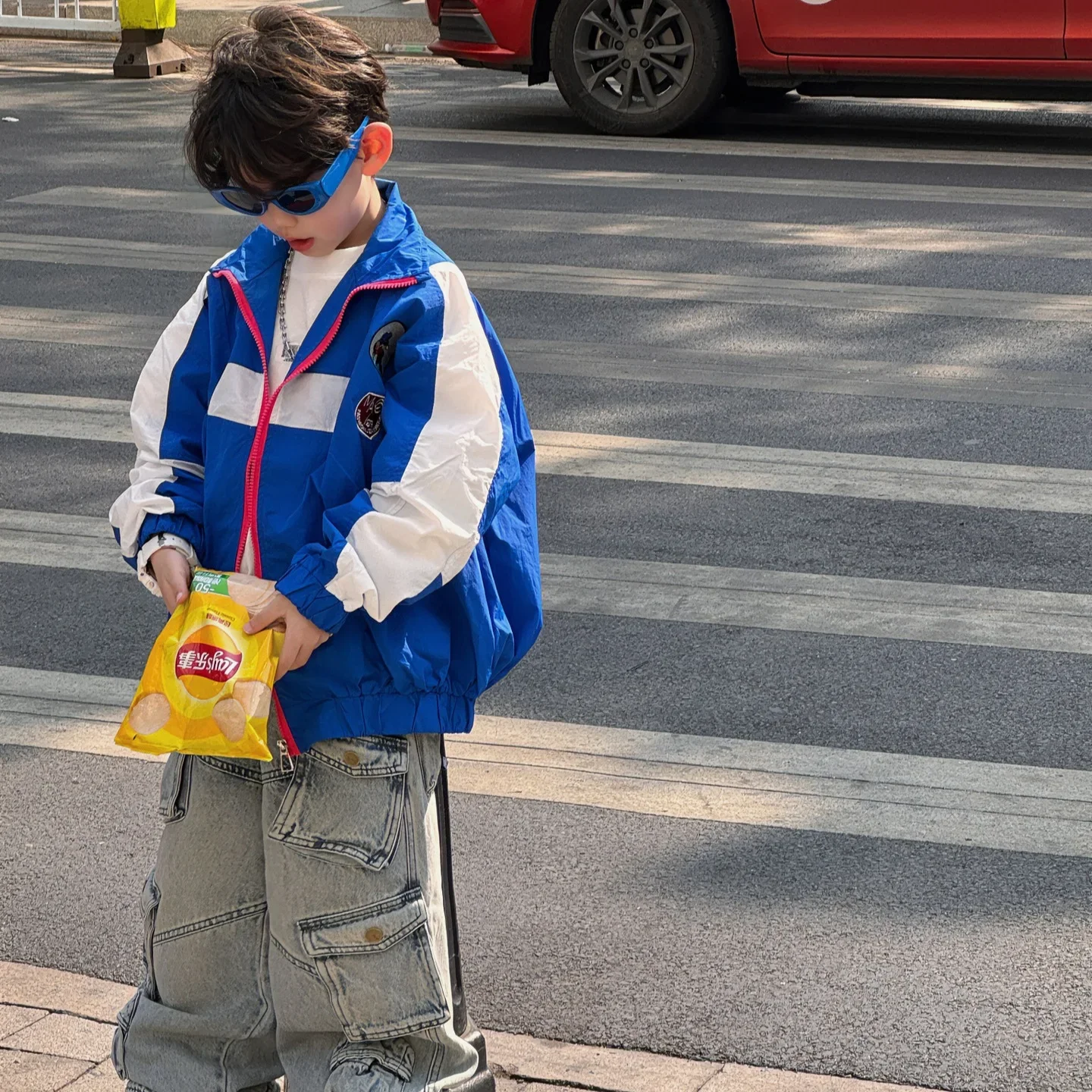 

2025 Spring New Korean Edition Boys' Fashion Simple Style Versatile Handsome Color Blocked Stormtrooper Jacket Children's Top