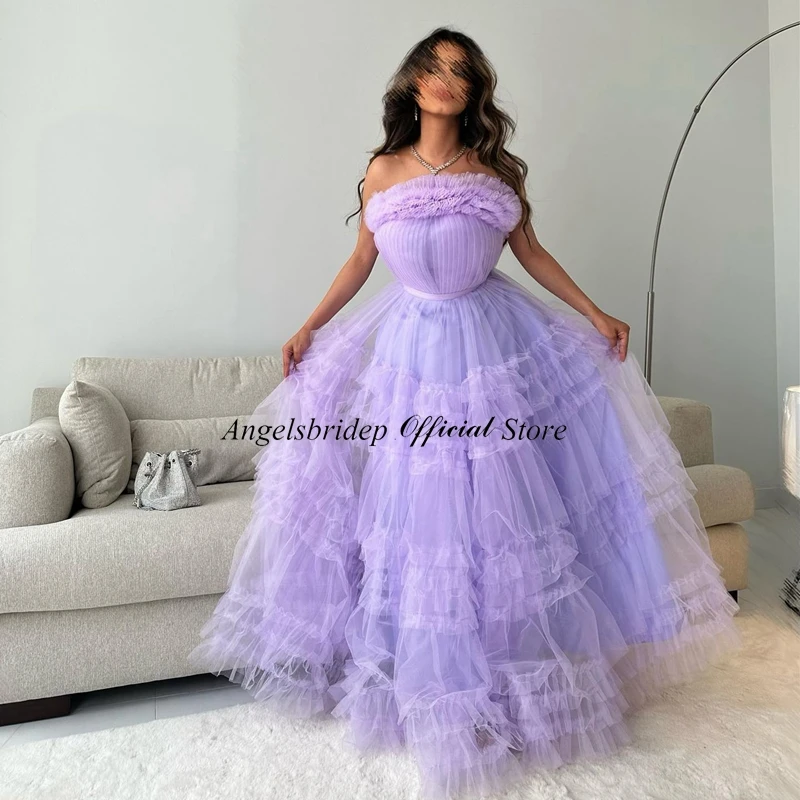 Personalizado a linha em camadas tule vestidos de noite arábia saudita vestidos de fiesta elegantes para mujer 2023 dubai vestidos de festa