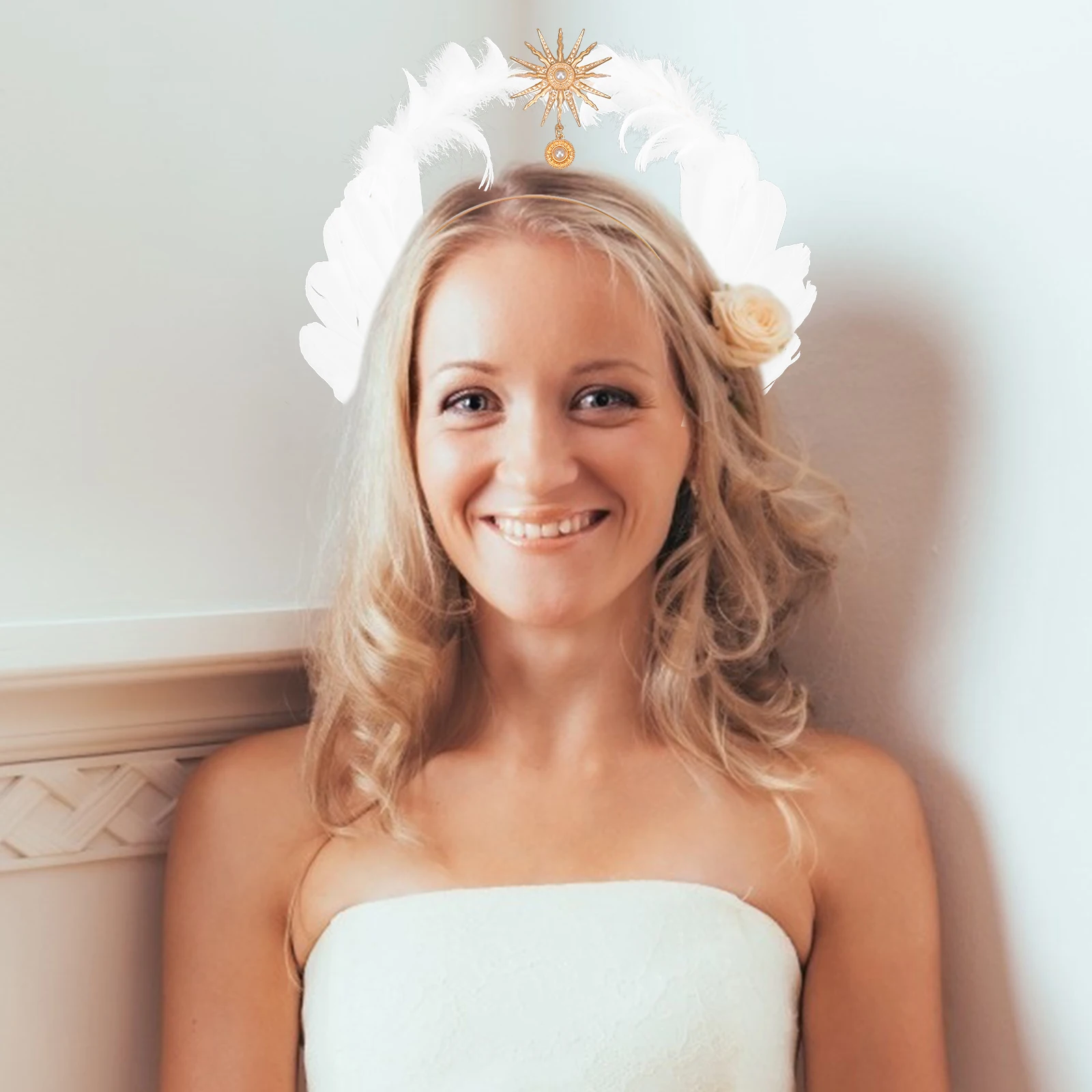 

Wings Headb Decorative Headdress Retro Hairb Vintage Plume Hairstyle Accessory Party Prop Bright Design High Materials