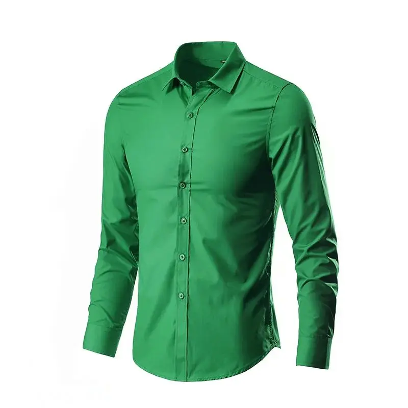 Brand 2024 Men's Long Sleeve White Dress Shirt 17 Colors  Collar Fleece Lined Thickened Autumn Fashion Men's Shirt