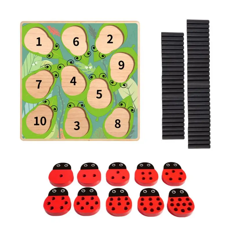 Gioco di abbinamento per l'apprendimento in legno Numero di illuminazione Coccinella Giocattoli Set da gioco per bambini in legno con numero di forma per bambini