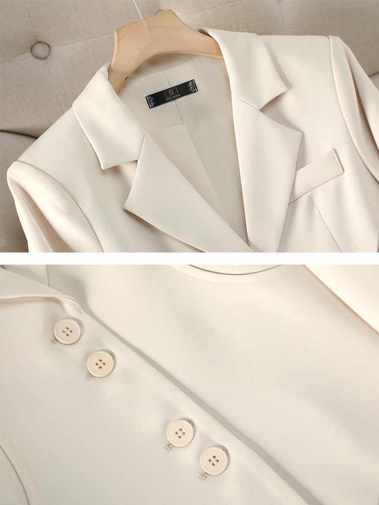 Aprikose Schwarz Casual Weibliche Blazer Frauen Mode Volle Hülse Damen Jacke